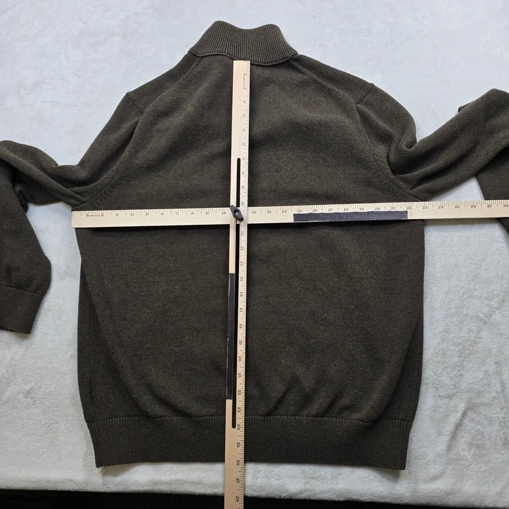 Banana Republic Military‎ Pullover Sweater Mens XL Dark Green Knit Button Neck